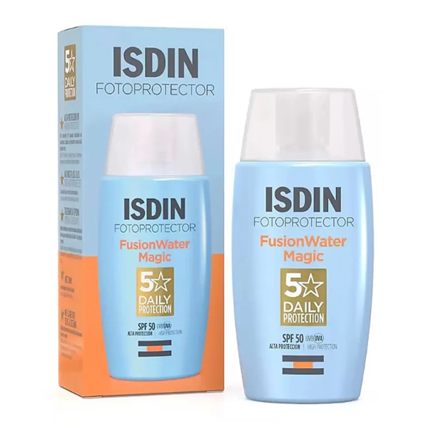 تصویر  کرم ضد آفتاب بی رنگ ایزدین ISDIN مدل فیوژن واتر مجیک SPF50 حجم 50ml