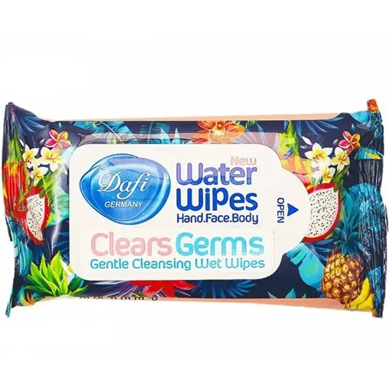 تصویر  دستمال مرطوب دست و صورت دافی Dafi مدل Water Wipes با 12 برگ