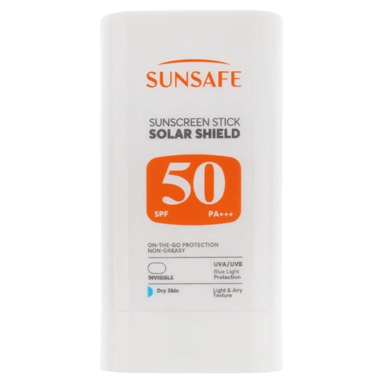 تصویر  ضد آفتاب صورت و بدن بی رنگ سان‌ سیف مدل Solar Shield SPF50 پوست خشک