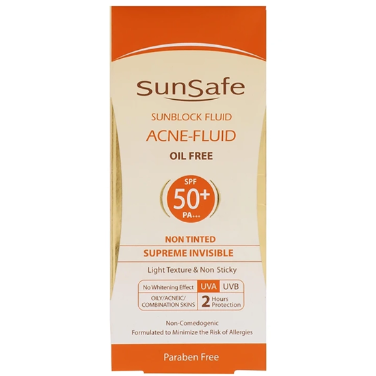 تصویر  فلوئید ضد آفتاب فاقد چربی سان سیف SPF50 حجم 50 میلی‌لیتر