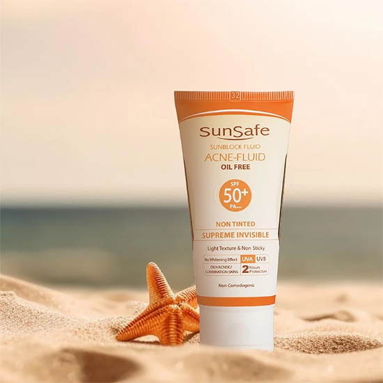 تصویر  فلوئید ضد آفتاب فاقد چربی سان سیف SPF50 حجم 50 میلی‌لیتر