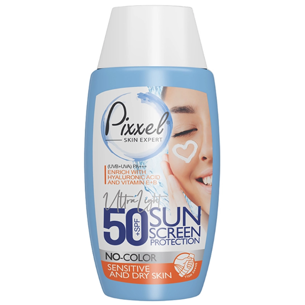 تصویر  کرم ضد آفتاب بی رنگ پیکسل با 50+SPF مناسب پوست خشک و معمولی