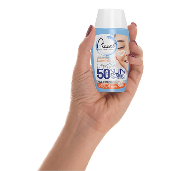 تصویر  کرم ضد آفتاب بی رنگ پیکسل با 50+SPF مناسب پوست خشک و معمولی