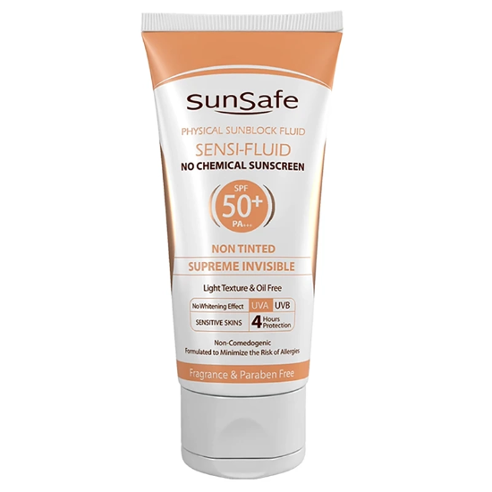 تصویر  کرم ضد آفتاب سان سیف sunsafe با SPF50 مناسب پوست حساس حجم 50ml