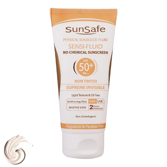 تصویر  کرم ضد آفتاب سان سیف sunsafe با SPF50 مناسب پوست حساس حجم 50ml
