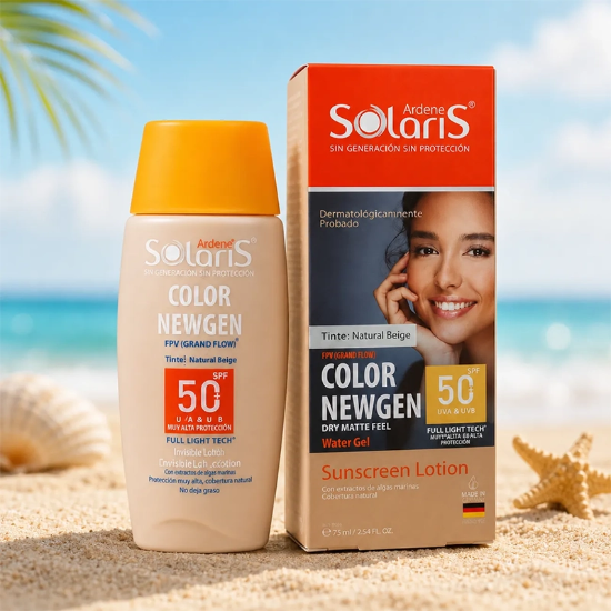 تصویر  لوسیون ضد آفتاب رنگی آردن سولاریس مدل Color Newgen با SPF50 بژ طبیعی