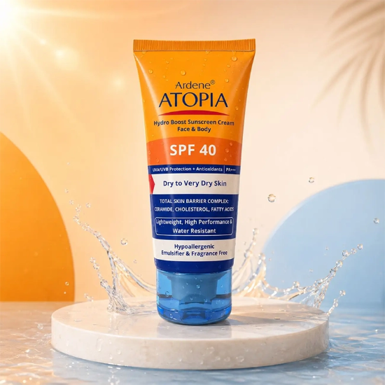 تصویر  کرم ضد آفتاب بی رنگ آردن آتوپیا با SPF40 برای پوست‌های خشک و خیلی خشک