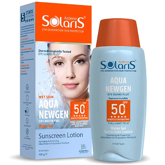 تصویر  لوسیون ضد آفتاب بی رنگ آردن سولاریس Aqua Newgen آبرسان SPF50+