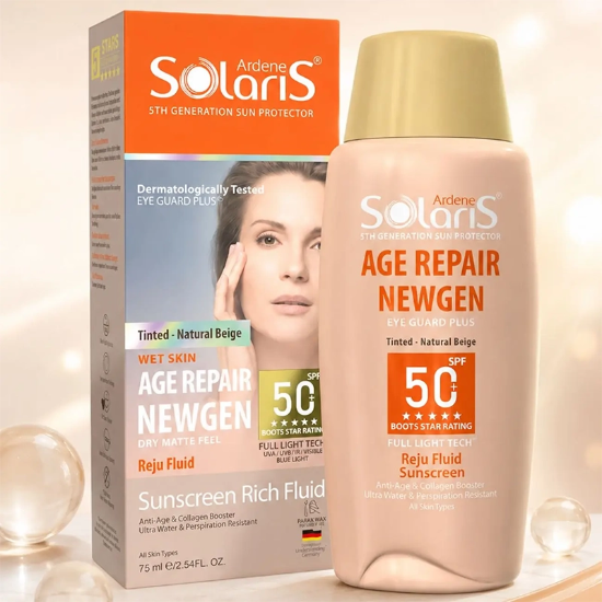 تصویر  فلوئید ضد آفتاب رنگی آردن سولاریس مدل Age Repair Newgen+ حجم 75ml