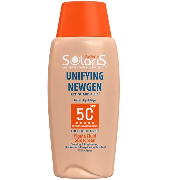 تصویر  فلوئید ضد آفتاب رنگی ضد لک آردن سولاریس مدل نیوژن بژ طبیعی SPF50