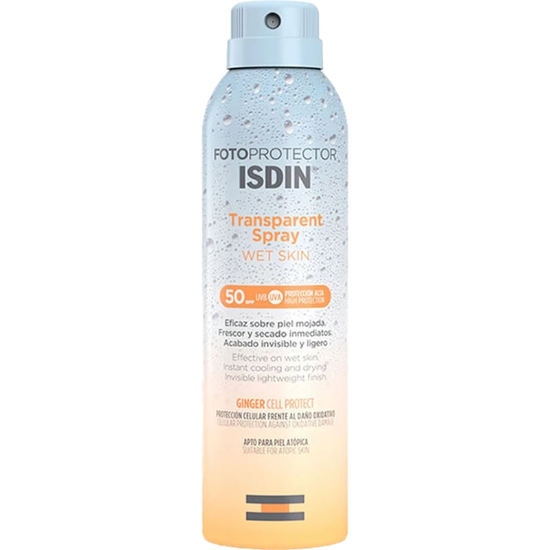 تصویر  اسپری ضد آفتاب بی رنگ ایزدین ISDIN مدل Wet Skin با SPF50