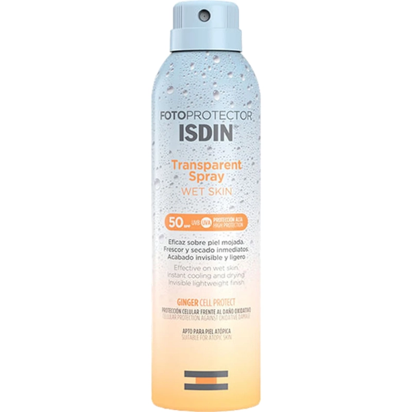 تصویر  اسپری ضد آفتاب بی رنگ ایزدین ISDIN مدل Wet Skin با SPF50