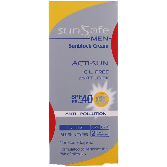 تصویر  کرم ضد آفتاب مردانه سان سیف SunSafe مدل ACTI-SUN بی رنگ با SPF40