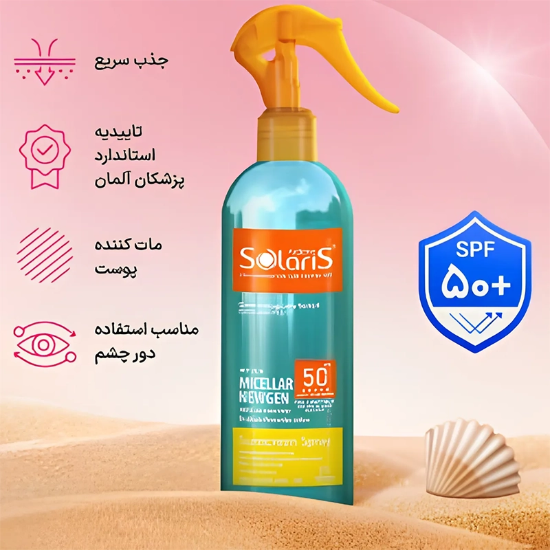 تصویر  اسپری ضد آفتاب دوفاز آردن سولاریس مدل Micellar Newgen با SPF50