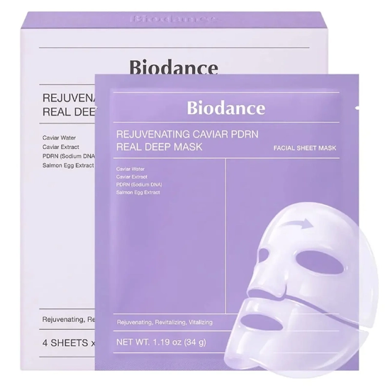 تصویر  ماسک صورت بایودنس Biodance مدل Caviar PDRN Real Deep بسته 4 عددی
