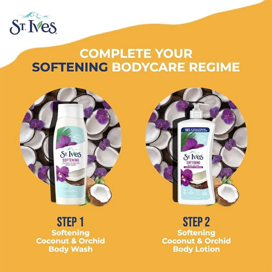 تصویر  لوسیون بدن نرم کننده سنت آیوز St. Ives با رایحه ارکیده و نارگیل 621ml