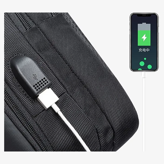 تصویر  کیف کراس بادی بنج اصل Bange BG-7079 ضدآب USB دار