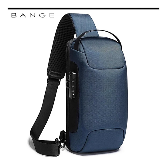 تصویر  کیف کراس بادی مردانه بنج اصل BANGE BG-22085 رمز دار با پورت USB