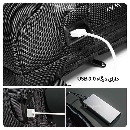 تصویر  کیف کراس بادی مردانه بنج اصل BANGE BG-22085 رمز دار با پورت USB