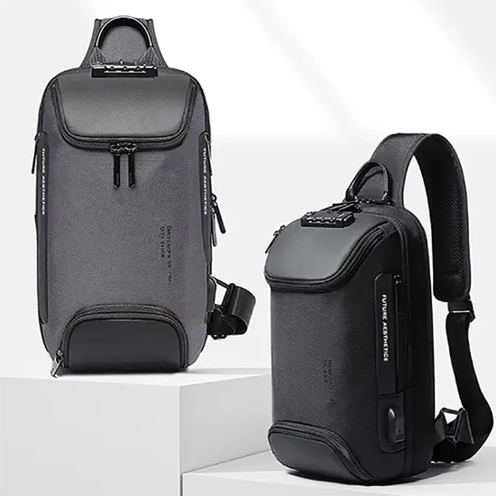 تصویر  کیف کراس بادی بنج اصل BANGE BG-7082 رمز دار با پورت USB