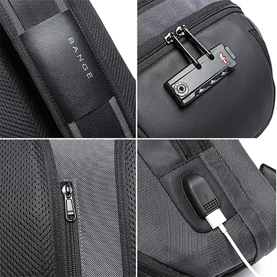 تصویر  کیف کراس بادی بنج اصل BANGE BG-7082 رمز دار با پورت USB