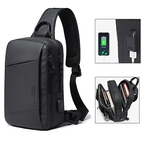 تصویر  کیف کراس بادی مردانه USB دار بنج Bange BG-22002