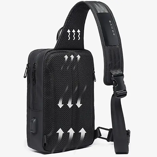 تصویر  کیف کراس بادی مردانه USB دار بنج Bange BG-22002