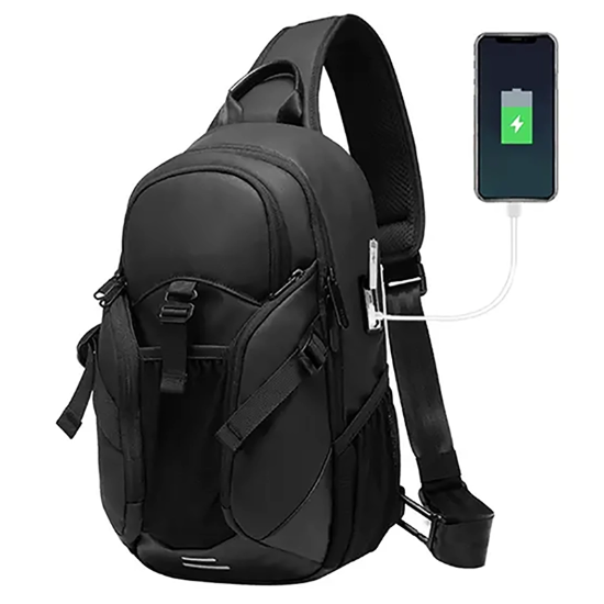 تصویر  کیف کراس بادی مردانه بنج اصل Bange BG-77120 ضد آب USB دار