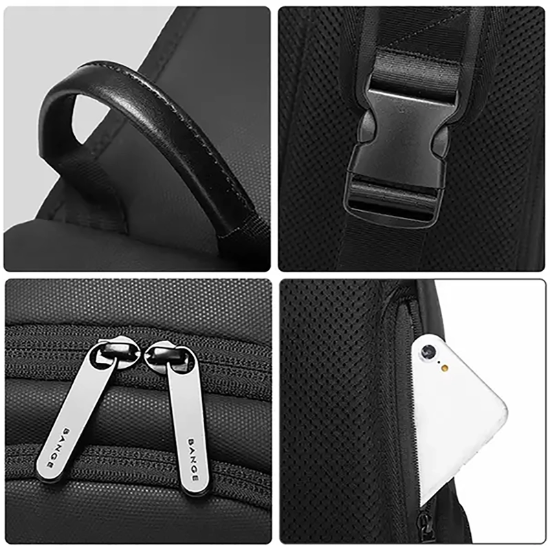 تصویر  کیف کراس بادی مردانه بنج اصل Bange BG-77120 ضد آب USB دار