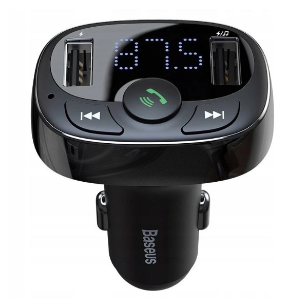 تصویر  شارژر فندکی فست شارژ و گیرنده بلوتوثی ماشین بیسوس CCMT-01 S-09A