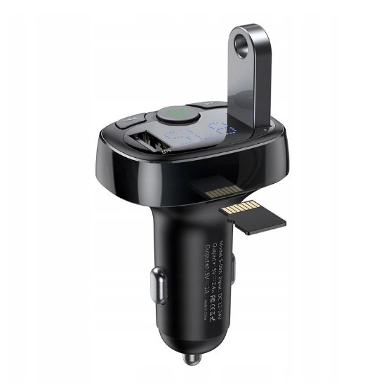 شارژر فندکی فست شارژ و گیرنده بلوتوثی ماشین بیسوس CCMT-01 S-09A