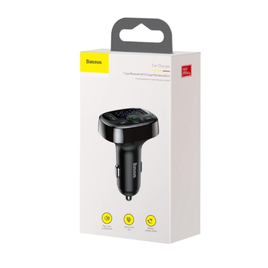 شارژر فندکی فست شارژ و گیرنده بلوتوثی ماشین بیسوس CCMT-01 S-09A