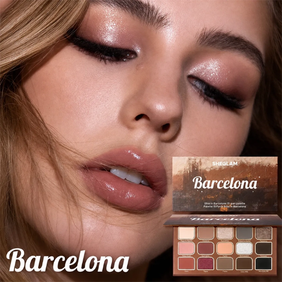 پالت سایه چشم شیگلم SHEGLAM اصل مدل Bliss In Barcelona با 15 رنگ مات و شاین