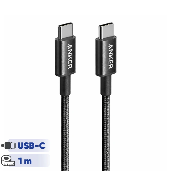 تصویر  کابل شارژ دو سر تایپ سی انکر مدل ANKER A8752H11 USB-C PD 60W مشکی طول 1 متر