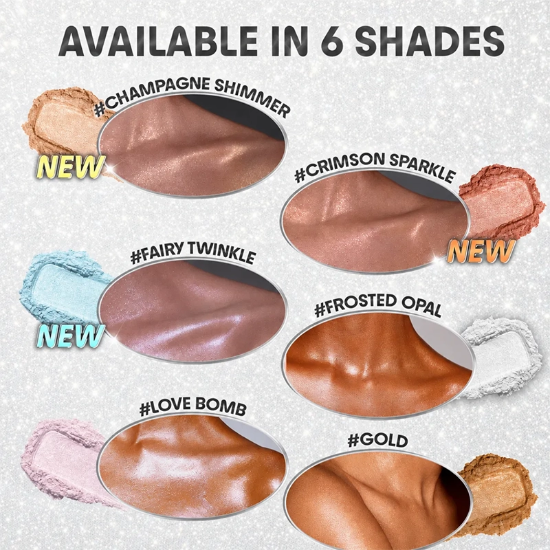 هایلایتر بدن شیگلم SHEGLAM اصل مدل Go Go Glow وزن 10g برای صورت، مو و بدن