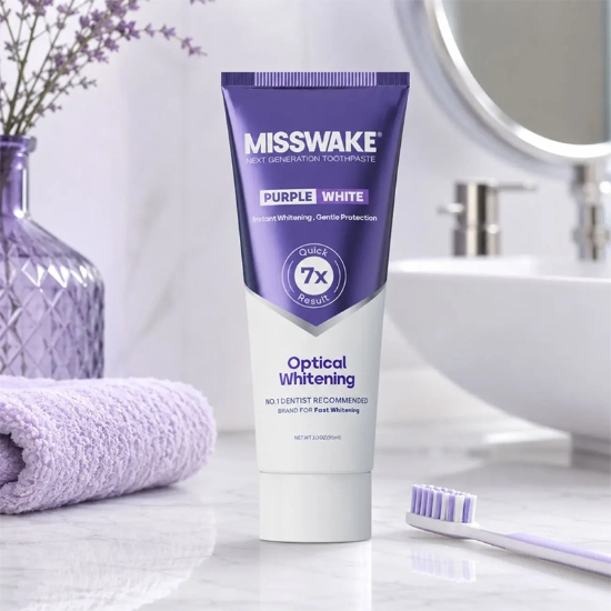خمیر دندان سفید کننده و ضد زردی میسویک MISSWAKE مدل Purple White حجم 75ml