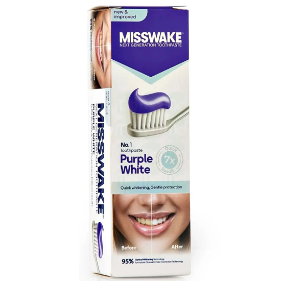 خمیر دندان سفید کننده و ضد زردی میسویک MISSWAKE مدل Purple White حجم 75ml