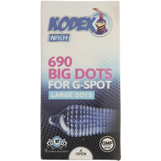 کاندوم خاردار ناچ کدکس Kodex مدل BIG DOTS بسته 10 عددی