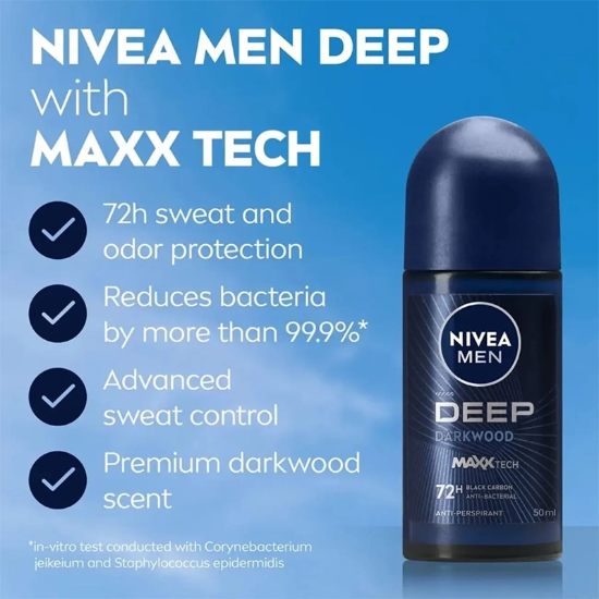رول ضد تعریق مردانه نیوآ Deep Darkwood 72H آنتی باکتریال 50ml