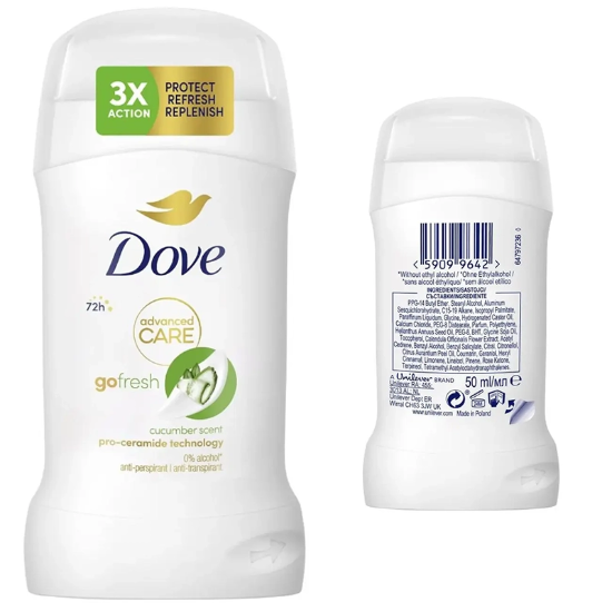 استیک ضد تعریق زنانه داو Dove مدل Go Fresh رایحه خیار محافظت 72 ساعته 50ml