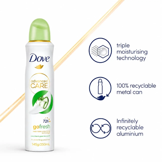 اسپری دئودورانت ضد تعریق زنانه داو Dove مدل Go Fresh حجم 250ml