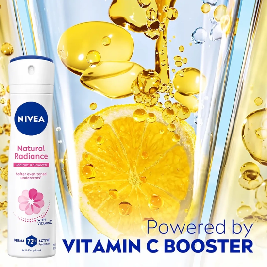 تصویر  اسپری ضد تعریق زنانه نیوآ NIVEA مدل Natural Radiance با محافظت 72 ساعته 150ml