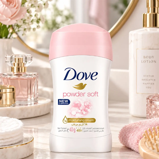 تصویر  استیک ضد تعریق زنانه داو Dove مدل Powder Soft با محافظت 48 ساعته 40g