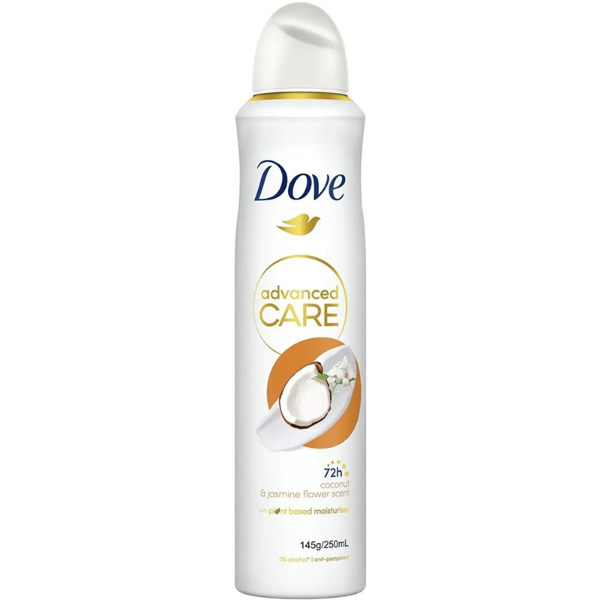 تصویر  اسپری ضد تعریق زنانه داو Dove با رایحه نارگیل و یاس 72 ساعته ظرفیت 250ml