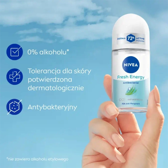 تصویر  رول ضد تعریق زنانه نیوآ NIVEA مدل Fresh Energy 72H آنتی باکتریال 50ml