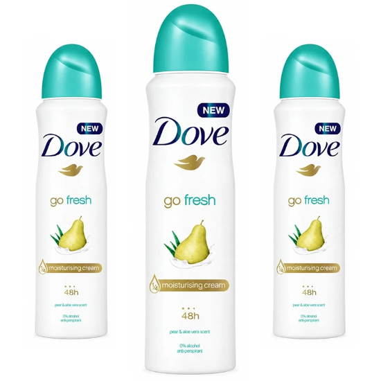 تصویر  اسپری ضد تعریق زنانه داو Dove مدل Go Fresh رایحه گلابی و آلوئه ورا 48H حجم 250ml