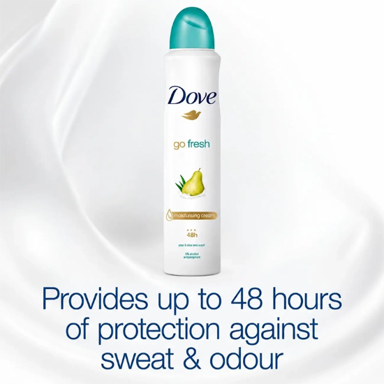 تصویر  اسپری ضد تعریق زنانه داو Dove مدل Go Fresh رایحه گلابی و آلوئه ورا 48H حجم 250ml
