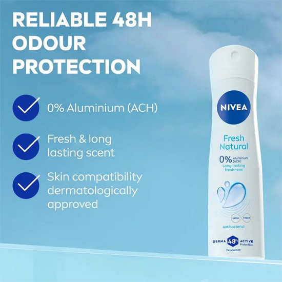تصویر  اسپری ضد تعریق زنانه نیوآ NIVEA مدل Fresh Natural محافظت 48 ساعته 150ml
