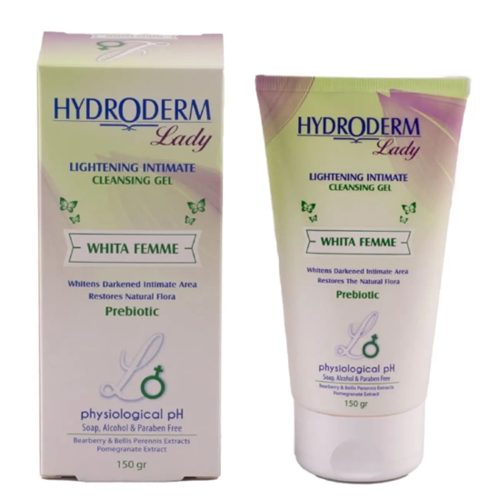 تصویر  ژل بهداشتی بانوان هیدرودرم Hydroderm مدل Whita Femme روشن کننده