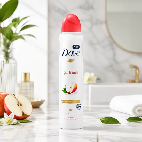 تصویر  اسپری دئودورانت زنانه سیب و چای داو Dove Go Fresh حجم 250ml